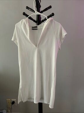 Jordan Taylor White Knit Hooded Tunic Top